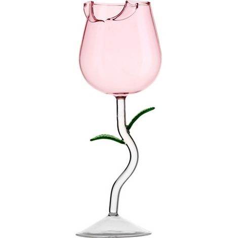 Rose-shaped wine glasses, large wine glasses, Valentine's Day wine glasses, champagne glasses with a pink flower pattern