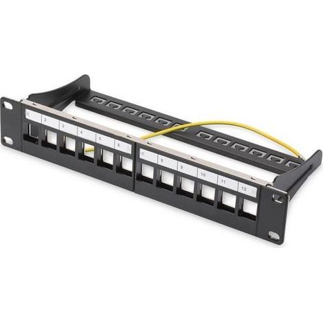 DIGITUS 10" modulárny patch panel 12port 1U vhodný pre UTP i STP keystony, čierny RAL9005 (1/4)