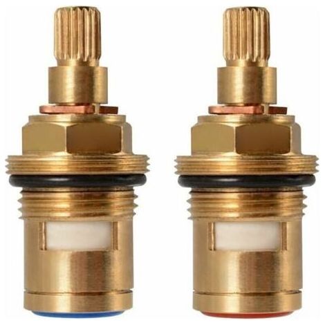 Tete A Disques Ceramique, Paire de cartouches céramique universelles de rechange pour robinet, 1/2" Quart de tour 20 crans x 50mm,une paire (1/5)