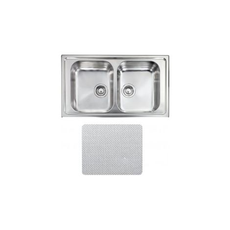 CM 011274XCSSP Zenith Lavello da Incasso 2 Vasche Acciaio Inox Microdecoro Antigraffio (86x50x19 cm) colore Acciaio Inox (1/5)