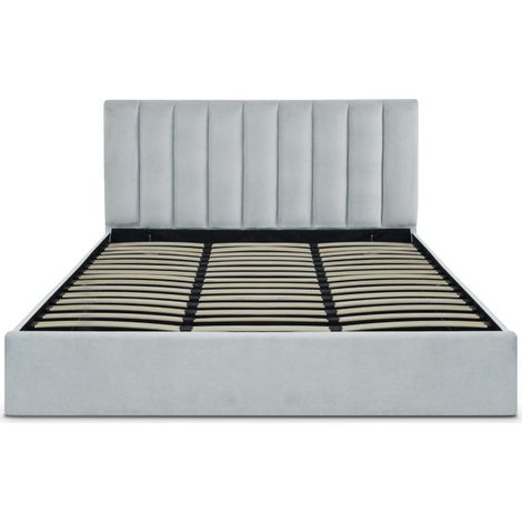 Lit Coffre Design Velours "Songa" 180x200cm Argent (1/2)