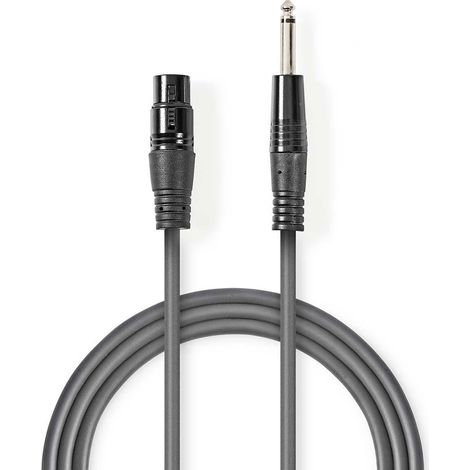 Cable de audio no balanceado xlr hembra de 3 pines macho de 635 mm niquelado 100 metros redondo pvc gris oscuro caja de regalo