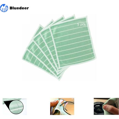 5pcs Chiffon Bambou Lunette, Microfibre Bambou pour Lunettes, ecran, visière, Bijoux, Montre - Nettoyage Lunettes de Vue Efficace - Chiffon Microfibre ecran - lingettes réutilisable (1/5)