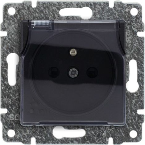Vena Spritzwassergeschützte Steckdose mit/ohne IP44 mit Abdeckungen, transparenter Klappe, anthrazit 516139