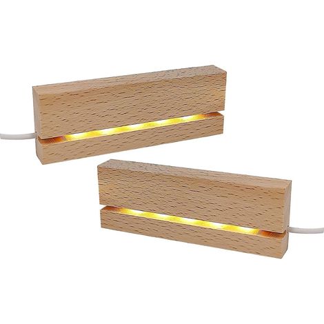 jeu De 2 Bases De Prsentation Rectangulaires En Bois Chaud De 150 Mm Avec Clairage Led Pour Panneaux Acryliques De 5 Mm D'paisseur (1/4)