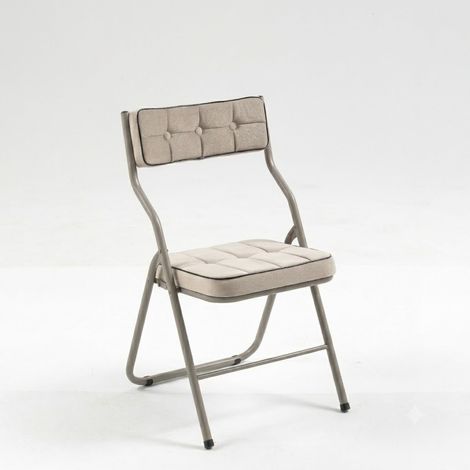 Set mit 2 Klappstühlen mit Gepolsterter Sitzfläche und Rückenlehne, für Küche und Feiern, Stahl, Khaki (1/4)