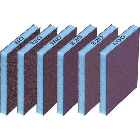 6Pcs Eponges de Ponçage Grain 80/120/180/220/320/400 (1/5)