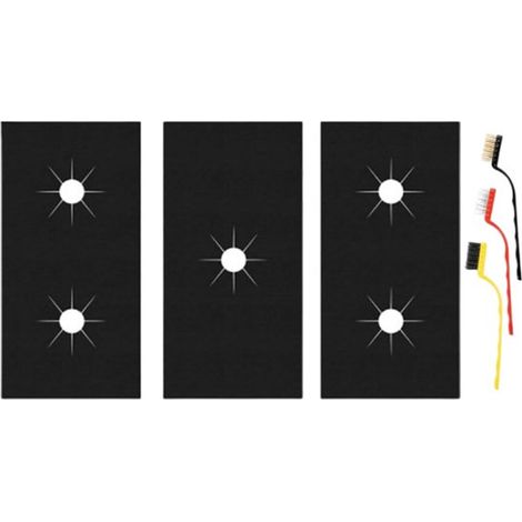 Ensemble de protection pour plaque de cuisson à gaz (3 pièces) - 53,8 x 27 cm - noir - comprend trois brosses de nettoyage - protège-plaque de cuisson (1/5)