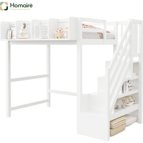 Bett, und Polyester 252.5 x 95 x 170 cm weiß aus Holz mit Stauraum HOMAIRE (1/5)