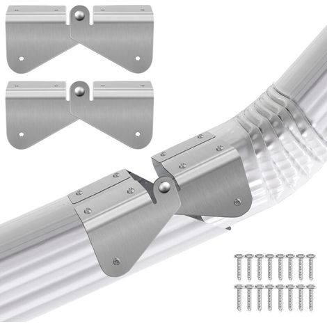 Lot de 2 charnières d'extension de gouttière en acier inoxydable, charnières rabattables avec vis de fixation, installation facile sur descente de gouttière rectangulaire ou carrée (1/4)