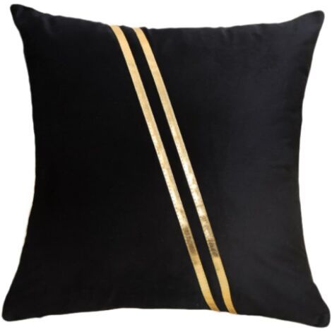 PA Set mit 2 dekorativen Kissenbezügen, luxuriöser Samt mit goldenem Leder für Sofa, Schlafzimmer, Wohnzimmer, Auto, 18 x 18 Zoll, Schwarz (1/3)