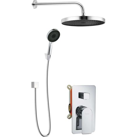 kielle Vega - Set de douche avec mitigeur encastré, 2 sorties, avec accessoires EcoSpare et corps d’encastrement, chrome 20618SP40
