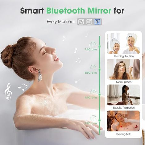 Bluetooth-Mirror-Bathroom-with-Lighting-80x60cm, LED-Mirror-Anti-fog, 3000K-6500K, Dimmable, Memory, Tempered Glass, Mirror-Bathroom-Led, Horizontal/Vertical (1/2)