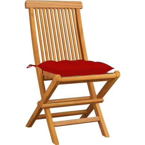 Maison Exclusive - Gartenstühle mit Roten Kissen 4 Stk. Massivhol