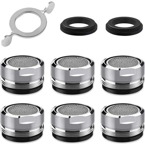 Aérateur de robinet d'évier, diamètre intérieur de 24 mm, filetage extérieur, noyau en acier inoxydable, convient aux salles de bains et aux cuisines. (1/3)