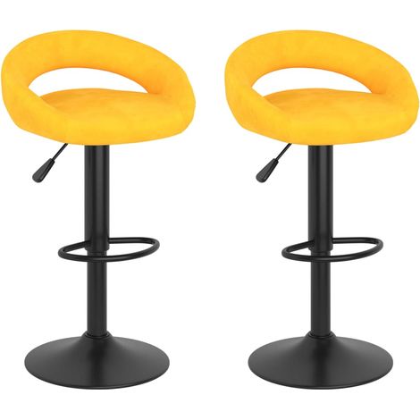 Barhocker 2 Stk. Senfgelb Samt