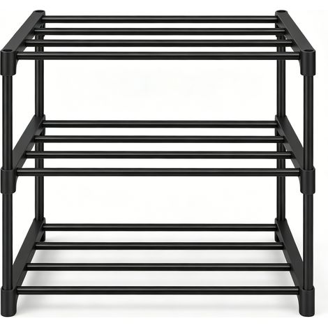 CHICFURN Scaffale portascarpe aperto 42 x 30 x 37 cm in metallo nero, salvaspazio, senza attrezzi (1/5)