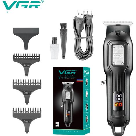 Tondeuse à cheveux électrique, tondeuse à cheveux à affichage numérique, rechargeable, tondeuse à cheveux gravée avec pommade (1/4)