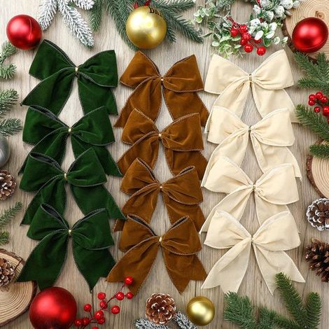 Set di 12 fiocchi per albero di Natale, fiocchi per albero di Natale, decorazioni natalizie, decorazioni con fiocchi, ghirlande natalizie, fiocchi natalizi in velluto, regalo (1/5)