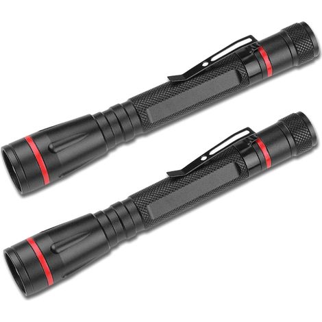 Lot de 2 mini lampes de poche 3 modes - Petites lampes de poche LED haute luminosité avec clip, zoomable, durable pour camping, urgence, inspection (1/5)