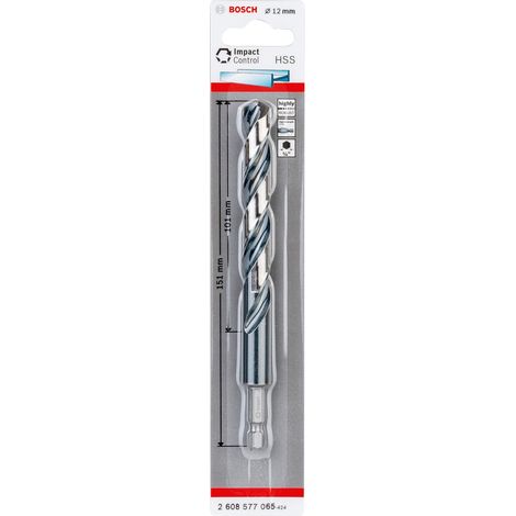 Forets hélicoïdaux Impact Control HSS (pour métal, 12 x 101 x 151 mm, Accessoires pour perceuse à percussion) (1/5)