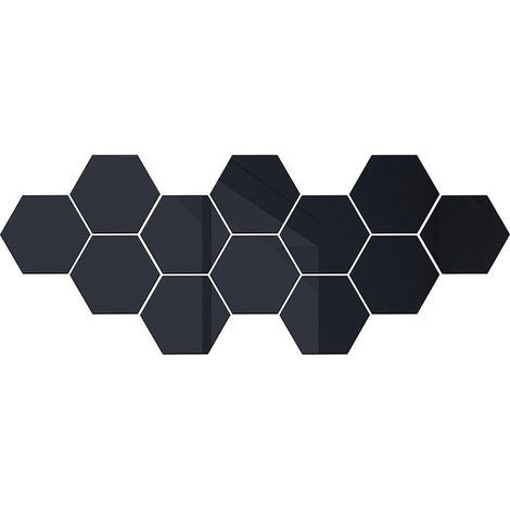 (80x70x40mm (nero)) 12 pezzi Adesivo specchio acrilico Adesivo specchio da parete Specchio da parete per soggiorno Specchio decorativo da parete (1/4)