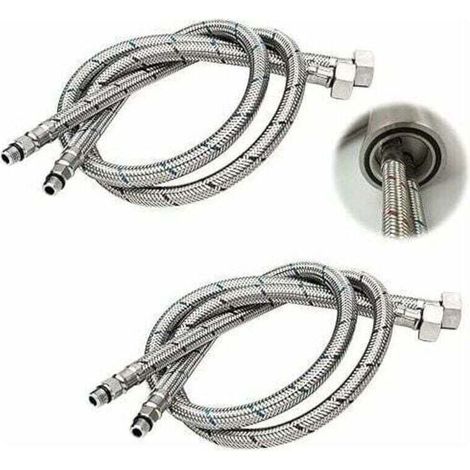 Tuyau de raccordement G 3/8 DN6 60 cm de long pour robinets, XU, Tuyau d'eau flexible fileté à compression 2 pièce (1 paire) - KZQ