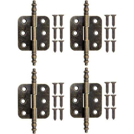 4 Pièces Charnières Pliant pour Armoire en Bronze Charnières en Fer pour Tiroir Boîtes 70x35mm avec Vis (1/4)
