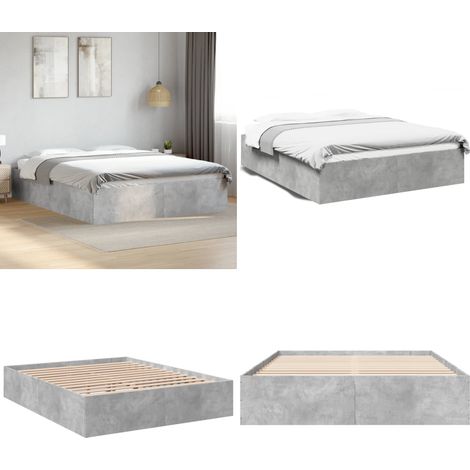 Estructura de cama madera de ingeniería gris hormigón 150x200cm - Estructura de cama - Cama de ingeniería