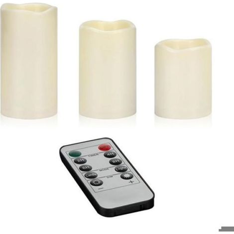 Bougie Sans Flamme - 4 Pouces 5 Pouces 6 Pouces - Piliers Étanches pour Intérieur et Extérieur - Lot de 3 - Diamètre 3 Pouces (1/5)