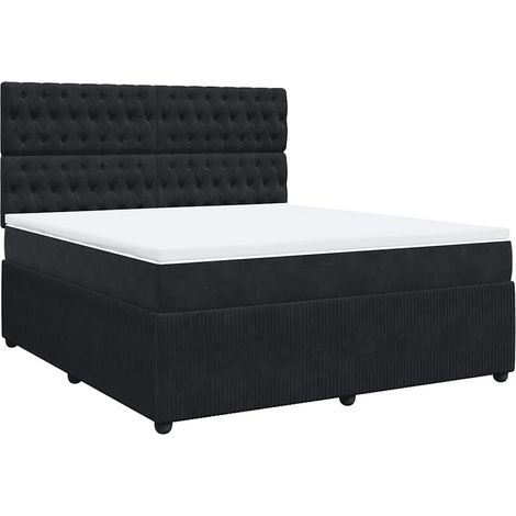 Maison Exclusive - Giroletto a Molle con Materasso Nero 180x200 cm in Velluto (1/5)