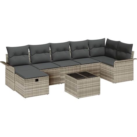 Maison Exclusive - Set Divano da Giardino 8 pcs Grigio chiaro polyrattan