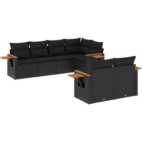 Maison Exclusive - Set Divani da Giardino con Cuscini 7pz Nero Polyrattan (1/5)