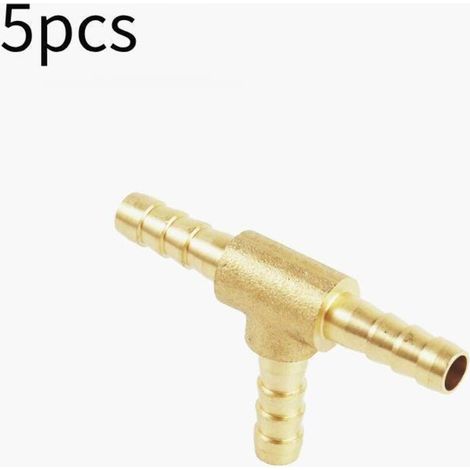 Lot de 5 connecteurs de type T à 3 voies, connecteur de tuyau de carburant en laiton, pour tuyau de gaz à air comprimé (8 mm) (1/2)
