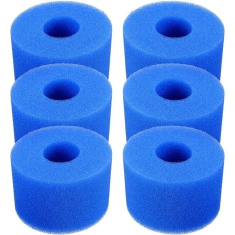 Swimming pool filter cartridge, Pack of 6 reusable and washable foam swimming pool filter cartridges for jacuzzi type S1 (blue) (1/5)