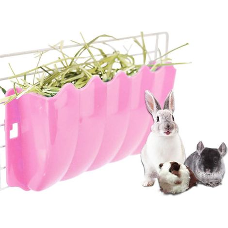 Rabbit Hay Rack High Quality Plastic Hay Rack Detachable And Easy To Clean Hay Rack To Keep The Cage Area Clean Pink