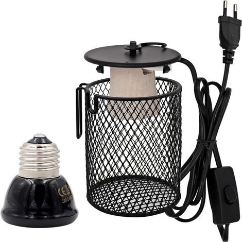 Lampe Chauffante Céramique - 50 W - Pour Reptiles Tortues Serpents Lézards Poussins - Support Avec Cage De Protection - 1 Pièce (1/5)