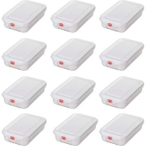 BRB Lot de 12 boîtes de conservation GN avec couvercle, 265 x 162 x 65 mm, contenance 1,8 l