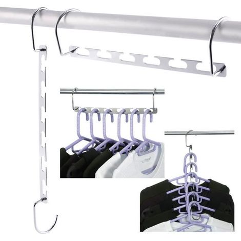 Cintres Magique Métal Gain de Place - Gris - Inox - Adulte - Métal (1/4)