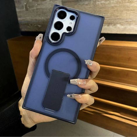 Étui de protection magnétique avec support et chargeur sans fil pour Samsung S24 Plus bleu (1/5)