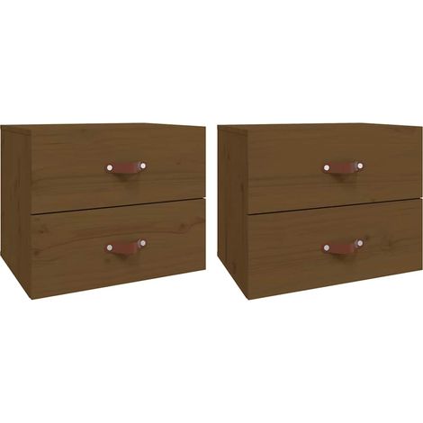 Maison Exclusive - Mesitas de noche de pared 2 uds marrón miel 50 (1/5)