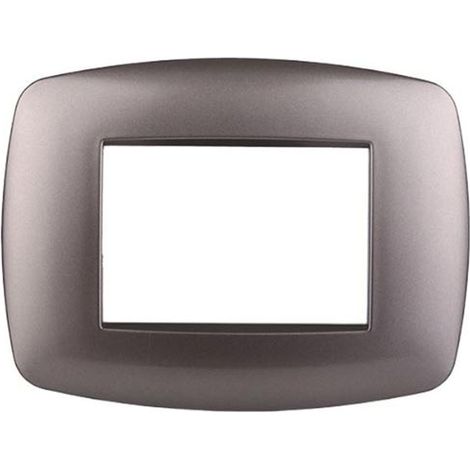 Ettroit Plaque compatible Bticino Livinglight 3 modules slim plastique, couleur titane - LN87308 (1/2)
