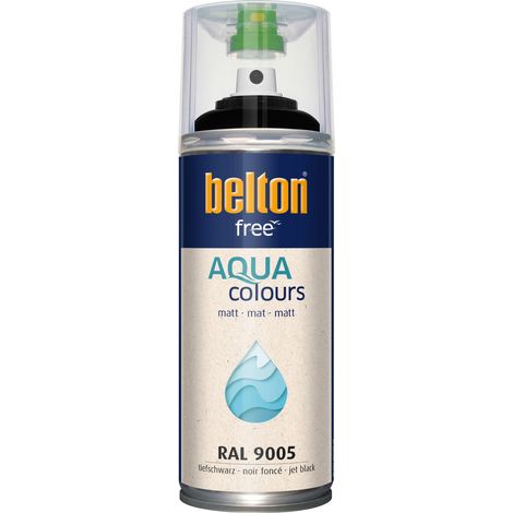 belton free Lackspray AQUAcolours 400 ml tiefschwarz matt Sprühlacke (1/3)