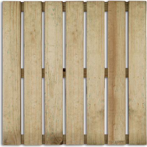 Mattonella per Pavimenti da Esterno 50x50x2,8 cm 7 Listelli Zigrinati in Legno di Pino Impregnato PEFC (1/2)