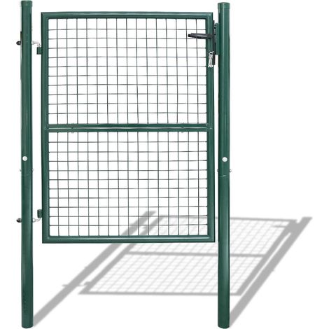 SWANEW Cancello da giardino in acciaio zincato, recinzione Con serratura e 3 chiavi Cancello da giardino 150100CM Vert (1/5)