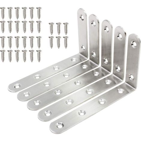 5pcs Stainless Steel Round Corner Bracket 12575mm with 6 Holes and 30 Screws. (1/5)