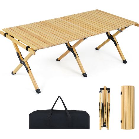 Grand plateau 45 x 24 pouces pour 4 à 6 personnes, table pliante basse pour camping, plage, fête et arrière-cour (1/5)