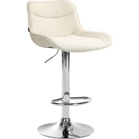 Sgabello da bar x1 girevole forma ergonomica cuciture decorative in tessuto crema struttura in metallo cromato 100005770