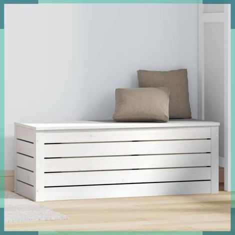 Boîte de rangement - 823620 - Bois massif de pin - Blanc - 89 x 36,5 x 33 cm (1/5)