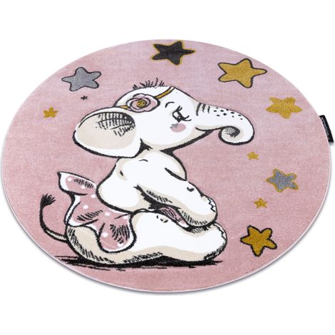 Alfombra PETIT ELEPHANT ELEFANTE ESTRELLA circulo rosado pink circulo 140 cm